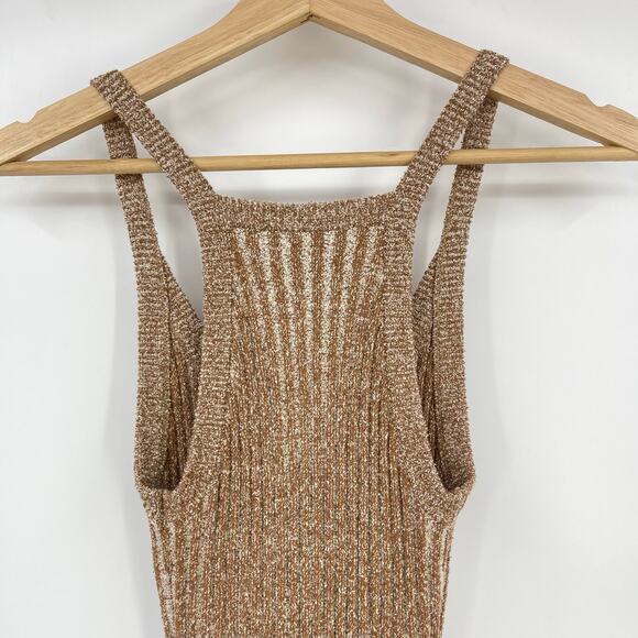 One Grey Day | NWT Dani Tank Dress in Falafel Tan Ribbed Knit Midi XS - Picture 8 of 11